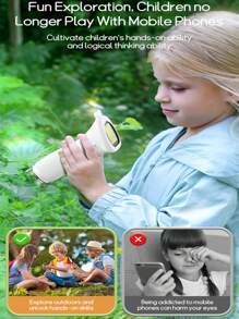 1 szt. Dziecięcy przenośny mikroskop, 5,66 cala x 3,15 cala, miniaturowy kieszonkowy cyfrowy mikroskop dla dzieci i dorosłych, ekran IPS elektroniczna lupa z 8 regulowanymi światłami LED oraz funkcją zdjęć i wideo, kieszonkowy mikroskop dla dzieci, materiał ABS