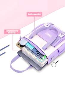 2Pcs/Set Large - Capacity Girls' Backpack With Teddy Bear Print & Portable Handbag, Coin Purse. Student Backpack Fits 15.6 - Inch Laptop, Multi - Functional Pockets. Ideal For Outdoor Travel, Back - To - School, School Trips & Daily Use