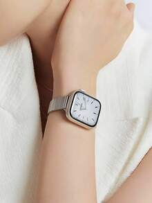 1 件女式竹节不锈钢表带，适用于 Series 10、9、8、7、6、5、4、3、2、1、SE，适合 38 毫米、40 毫米、41 毫米、42 毫米、44 毫米、45 毫米、46 毫米、49 毫米，配有长度调节工具 - 彩色 - 查看 3