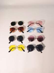 1 Pair Kids Metal Frame Square Fashion Glasses For Boys And Girls, Fashion Outdoor Sun Protection Photography Glasses