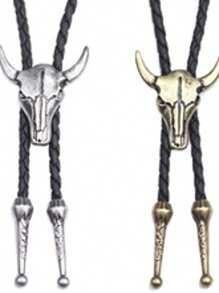1 Pieza de Corbata de bolo para hombres y mujeres - Corbata tipo rodeo vaquero con cabeza de toro, accesorio de vestir estilo western adecuado para combinar con ropa diaria