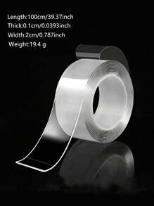 1 rollo de cinta adhesiva de doble cara de uso múltiple, cinta adhesiva transparente y fuerte, cinta de sellado de goma, lavable y reutilizable para carteles transparentes, imágenes, tiras para colgar cuadros en el hogar y la oficina, decoraciones navideñas, manualidades y reparaciones del hogar de vuelta al colegio