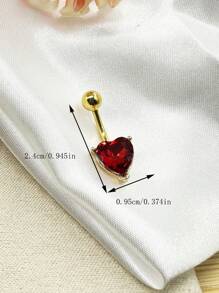2025 Latest Copper Alloy 24K Gold Plated Realistic Heart Shape Belly Button Ring, Multi-Color Options, Will Not Fade, Suitable For Red Customer, Women's Daily Wear, Party, Wedding, Mother's Day, Can Be Used As Gift