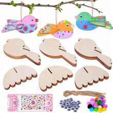 15pcs Unfinished Wooden Bird Shaped Decorative Ornaments - Vibrant Colors, Painting And Hanging Craft, Ideal For Holiday Gifts, Weddings, Birthdays And Party Decorations | Lively Bird Designs | Wooden Material, Bird Decor