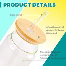 Cups With Lids And Straws 8 Set 16 Oz Reusable Iced Coffee Cup Beer Can Drinking Jars Smoothie Whiskey Boba Soda Tea-Cll - 12 - View 3