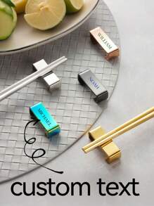 1/3 Pcs Customizable Chopstick Rest, Stainless Steel Chopstick Holder With Personalized Text/Name, Multi-Color 304 Stainless Steel, Creative Multifunctional Flatware Organizer, Hotel/Restaurant Tableware Decor, Home/Party/Birthday/Holiday Gathering Decoration