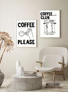 2 pièces/set Impression sur canevas art déco moderne minimaliste pour club de café, portrait sans cadre, décoration murale intérieure pour cuisine, bureau à domicile, salon, chambre, restaurant, motif unicolore, thèmes de printemps et d'été, affiches esthétiques de bar à café, articles pour couple, décoration murale de station de café, décoration murale de cuisine, sans cadre