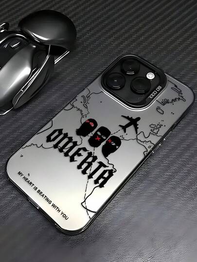 1 Stück Handyhülle mit schwarzem Masken Muster, stoßfest aus TPU, kompatibel mit Apple 16, 15, 14, 13, 12, 11 Pro Max und Serie, Reise-Accessoire