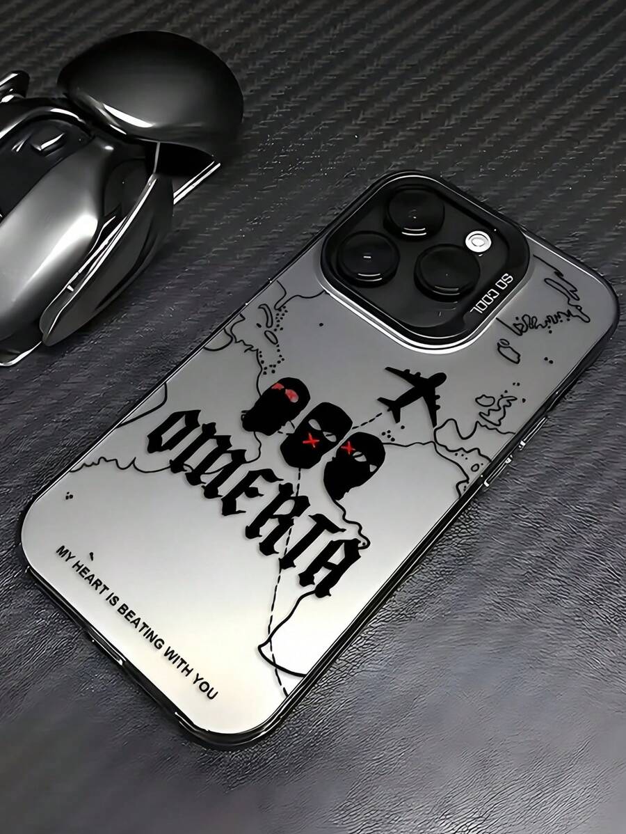 1 pièce Étui de téléphone de voyage Motif masque noir Étui de protection en TPU anti-chute Compatible avec Apple 16, 15, 14, 13, 12, 11 Pro Max et série