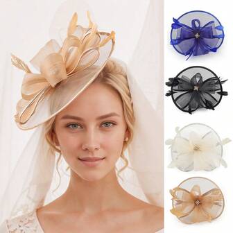 1 pieza Diadema con fascinador de plumas, sombrero de fiesta de té para mujer, sombrero para el Kentucky Derby, sombrero de cóctel, boda y novia, diadema con fascinador para mujer y niña, regalo de cumpleaños, Día de la Madre, Navidad