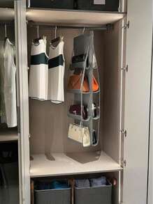 1pc, 8/6 Pockets Hanging Purse Handbag Organizer Clear Hanging Shelf Bag Collection Storage Holder Purse Bag Wardrobe Closet Space Saving Organizers Bedroom,Purse Organizer, Purse Organizer For Closet, Purse Storage, Durability Material, Handbag Organizer, Holds Bigger Bags