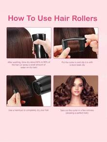 24 个自粘式卷发器套装，配有折叠梳子和发夹 - 沙龙级卷发器，适合中短发，打造美丽的波浪和卷发。, 返校、旅行度假必需品、女士发饰