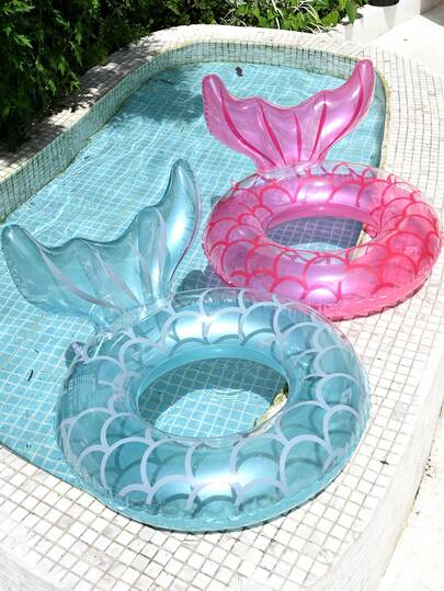 1 件充气游泳圈成人漂浮装置游泳池漂浮水上吊床多功能水上躺椅，粉色/绿色美人鱼尾巴游泳圈，游泳池，游泳池配件，泳池浮圈，游泳池，泳池充气，泳池派对
