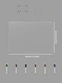 1 Set Magnetic Transparent Acrylic Monthly & Weekly Planner Whiteboard, Erasable Magnetic Fridge Memo Board (Comes With 6 Random Color Whiteboard Markers) - Transparent - View 7