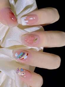 渐变闪光指甲贴全贴纸指甲油条，DIY 自粘时尚彩色美甲贴花派对女士装饰，带 1 个指甲锉