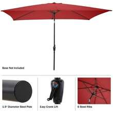Parasol de mercado Pure Garden de 10 pies de tamaño rectangular inclinado, de acero rojo con botones - 1 - Ver 5