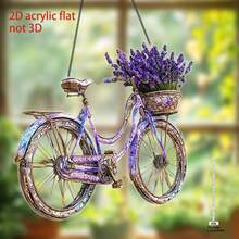 2D Plane, 1 Piece, Charming Lavender Bicycle Light Catcher, Made Of Acrylic, With A Purple String, Very Suitable For Home And Garden Decoration, Cafe Ambiance, Purple Theme - A Perfect Gift For Friends, Family And Cycling Enthusiasts - Purple - View 8