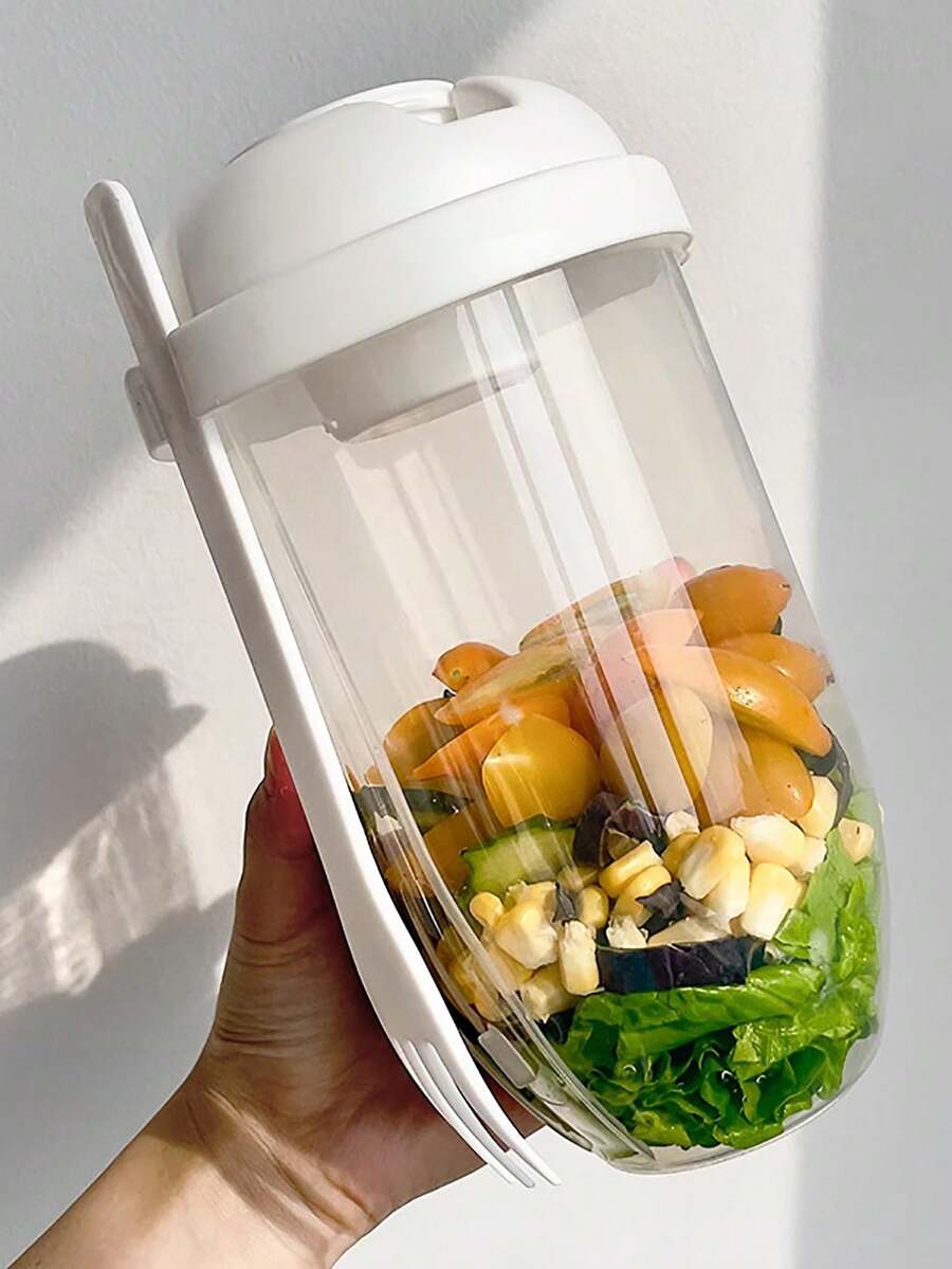 1 件早餐外卖杯、酸奶外卖杯、带叉子的麦片杯、隔夜燕麦容器、可重复使用的便携式酸奶零食容器、水果蔬菜零食杯、早餐 - 厨房小工具和返校用品 - 白色 - 查看 1