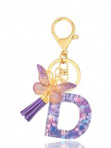 1pc Purple Keychain, Christmas Keychain, Women's Style, Letter Keychain With Tassel, Can Be Hung On Keys, Wallet, Handbag, Backpack, Holiday Christmas Gift, Home Decor - Purple - View 21