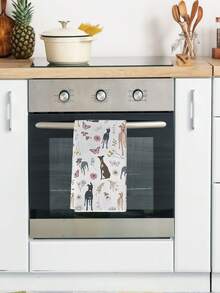 1 Pc Greyhound Lover's Delight Hand Towels Modern Cartoon Dog Kitchen Towels Soft Microfiber Dish Towels Machine Washable Perfect Gift For Greyhound Lovers - Multicolor - View 3