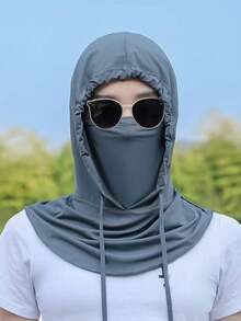 1pc Men's Three-In-One Sun Hat, Unisex Ice Silk Sun Shield Balaclava Hat - UV-Resistant Full Face Cover For Cycling, Breathable, Seamless & Adjustable - Multicolor - View 12
