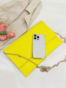 时尚小号设计师信封包，复古风格女士钱包，今年流行 - 黃色 - 查看 7