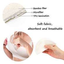 Reusable Nursing Pads Washable+ Laundry Bag - Breast Pads For Leaking Milk - Super Absorbent Nursing Pads Nursing Nipple Pads (Large 4.7") - White - View 2