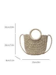 Straw Woven Crossbody Shoulder Bag Daisy Decor Handmade Small Purse Handbag Bohemia Summer Bag