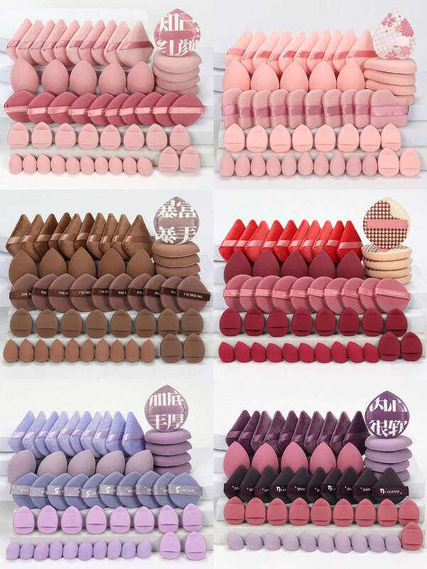 10pcs Multi-Functional Makeup Sponge Puff, Multipurpose Makeup Tools For Applying BB Cream, Foundation, Powder To Create Flawless Makeup Look, Latex-Free Wet & Dry Use Suitable For All Skin Types