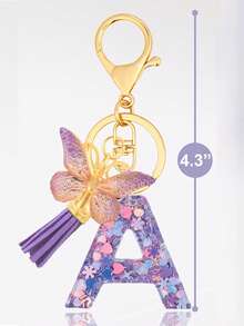 1pc Purple Keychain, Christmas Keychain, Women's Style, Letter Keychain With Tassel, Can Be Hung On Keys, Wallet, Handbag, Backpack, Holiday Christmas Gift, Home Decor - Purple - View 3