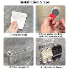 1/2pcs Wall-Mounted Bathroom Slipper Rack,Drying Mounted Shoe Holder,No Drilling Required,Very Suitable For Slippers, Towels And Home Decorations