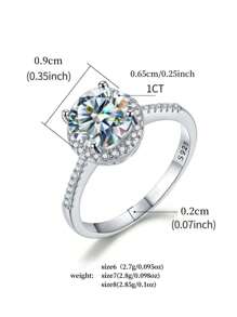 100% Genuine Moissanite Ring, D VVS1, Diamond Tester Approved, Adjustable Size, S925 Silver, GRA Certified, Women Wedding Band