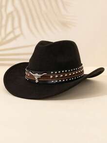 Mũ cao bồi miền Tây, Cao bồi, Mũ cho phụ nữ, Mũ cho nam giới, Có trang trí thắt lưng đầu bò bạc có thể tháo rời, Thích hợp để mặc thường ngày, Hàng ngày và ngày lễ, Tiệc cao bồi miền Tây, - Nhiều màu - Xem 9