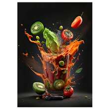 1 Pc Optional Frame Posters Wall Arts Wall Art Modern Retro Dining Bar Coffee Shop Decor Painting Cocktail Explosion Pictures Fruit Pizza Coffee Splash Canvas Posters