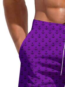 Men's 3D Hawaii Beach Shorts - Purple - View 5