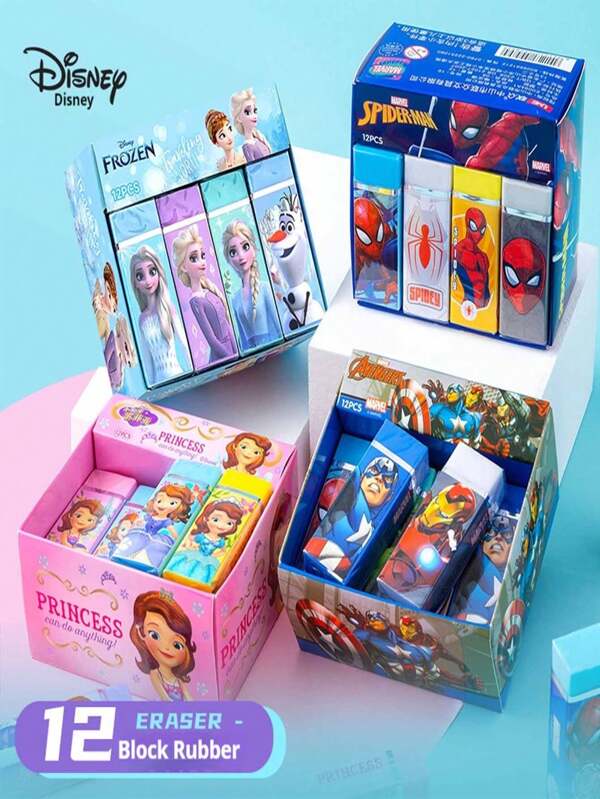 Disney Disney Cartoon-Themed Collectible Erasers Set - Aesthetic Novelty Stationery For Study, Office & Creative Use, Back To School Essentials, Graduation Season Gift Ideas