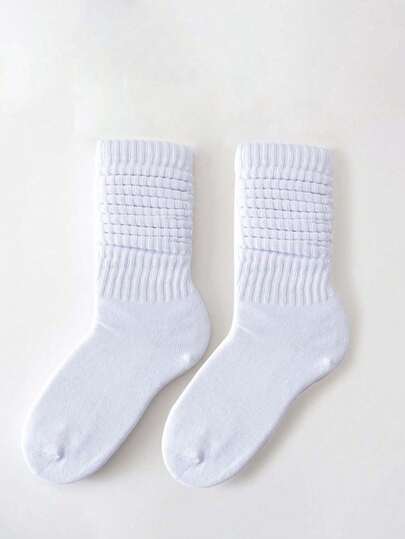 1双女士长筒袜，过膝袜，中筒袜，纯色小腿袜，堆堆袜，简约百搭，四季皆宜，日常穿着舒适保暖。