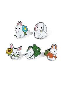 1/5pcs Cute Cartoon Rabbit, Tree, Leaf, Sunflower Enamel Brooches, Animal Badges Pins, Suitable For Daily Wear School Office Accessories Shirts Jacket Jewelry Christmas Halloween Clothes Pin Funny Teacher Gifts Costume Accessories Bag Charms - Multicolor - View 11