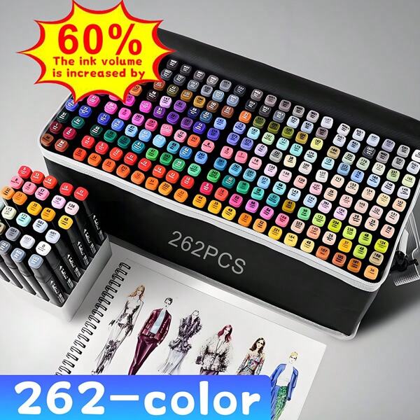 24-262 Color Dual-Tipped Mixed Markers. Coloring Markers  Can Be Used For Coloring. Color-Matching Markers For Manuscript Creation And Design Coloring.Be Fit Fordigital Painting Manuscript Creation, Fashion Color Matching Design, Art Social Sharing Creation, New Media Art Projects.