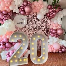 4FT 120cm Marquee Light Up Numbers DIY Frame Giant Marquee Numbers Letter A-Z 0-9, Mosaic Numbers For Balloons, Big Number For Birthday, Anniversary, Wedding Decorations, Party Decor