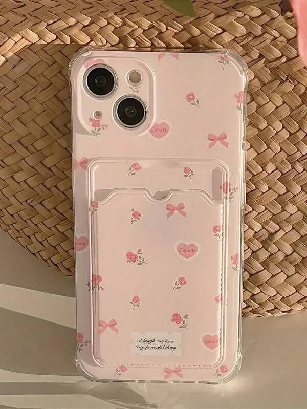 Schleife 1 Stück Rosa Basis Blumen Schleife Muster Komplett-Abdeckung TPU Handyhülle, kompatibel mit Apple & Reihe