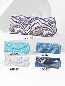 1pc Unisex Colorful Marble Texture Portable Foldable Sunglasses Case, Suitable For Outdoor - Multicolor - View 7