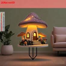 1 pieza Soporte plano 2D de acrílico con adorable casa de hongo de cuento de hadas - Estilo bohemio, adecuado para cumpleaños y celebraciones de inauguración de vivienda
