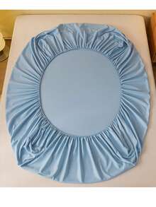 1 Pieza Sábana Bajera / De Cajón Ajustable Algodón Transpirable Color Liso - Celeste - Ver 6