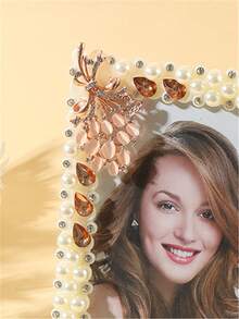 1/2pcs Elegant Faux Pearl Photo Frame, 3"/6"/7"/8"/10" Size, Made Of Gorgeous ABS Plastic Material, Suitable For Room, Bedroom, Office Picture Display Shelf, Home Decor (Random Inner Paper) - Pearl Color - View 8