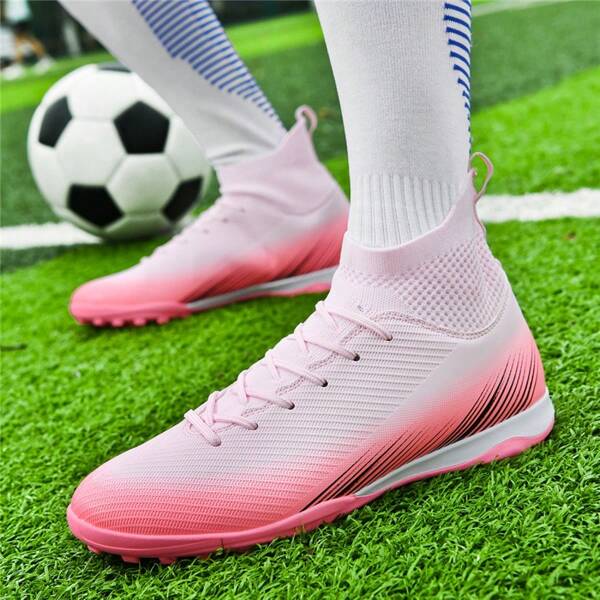 (Tallas: 34-46) Zapatillas de fútbol/béisbol/fútbol durables para hombres y mujeres, tacos de TF para césped artificial y natural, tacos largos AG, zapatos de fútbol antideslizantes y duraderos, estilo de caña alta, adecuados para jóvenes, adultos, Liga de Campeones de Europa y Copa Mundial, lo mejor