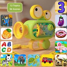 96-Slide Children Projection Flashlight Toy - Educational Fun With Animal, Dinosaur, Vehicle & Space Themes - 12 Interchangeable Cards For Bedtime Curiosity & Imagination Development