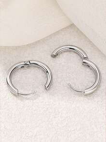 1 Pair Minimalist Stainless Steel 2.5mm Thick Hoop Earrings For Men