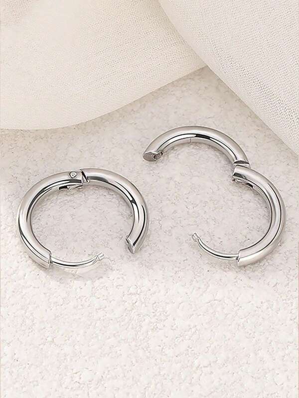 1 Pair Minimalist Stainless Steel 2.5mm Thick Hoop Earrings For Men