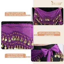 1pc Gold Coin Waist Chain, Beginner Belly Dance Waist Scarf, Shiny Sexy Dance Practice Hip Scarf, BLINGBLING, Suitable For Daily Wear, Nightclub Stage Performance, Street Snap, Festival Party Costume Accessory Summer School